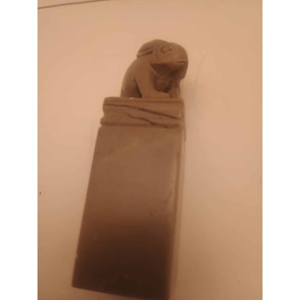 Carved Soapstone Pillar With Rabbit On Top 2.5"